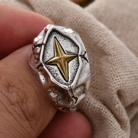 Avant Bague Rock Météorite Dorée