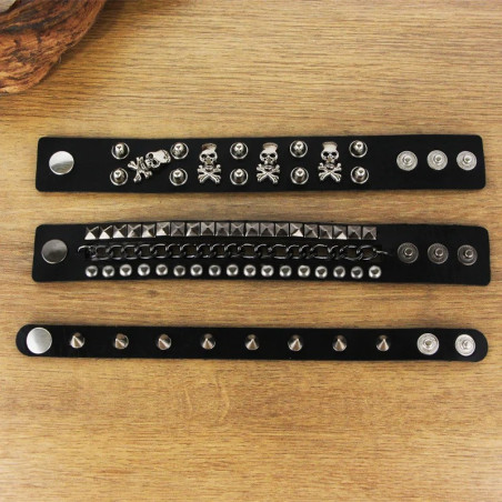 Details Manchette Tête de Mort Punk Rock Multi-Rangs