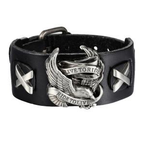 Bracelet Biker "Chrome Wing Legend" Modele 1 Couleur noir