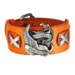 Bracelet Biker "Chrome Wing Legend" Modele 1 Couleur Orange