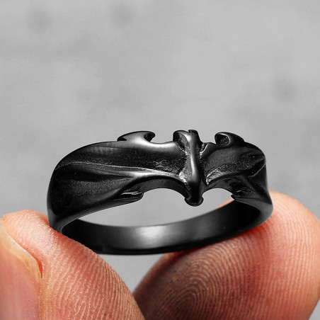 Bague Goth Rock "Ailes de la Nuit" Couleur Noir