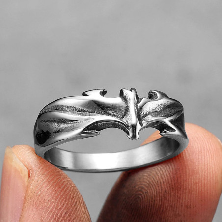 Bague Goth Rock "Ailes de la Nuit" Couleur Argent