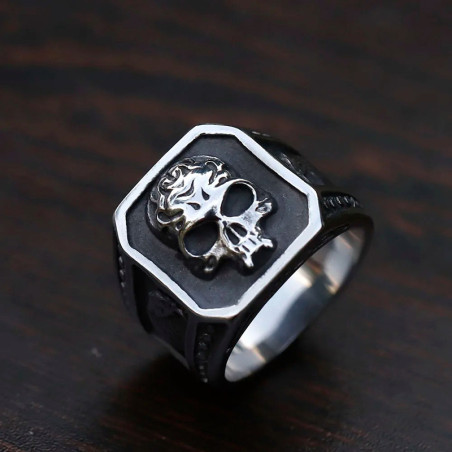 Avant Bague Tête de Mort Chevalière Biker Aigle Tribal
