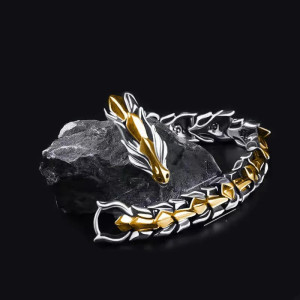 Bracelet Dragon "Ancient Wyvern" Couleur Or et Argent