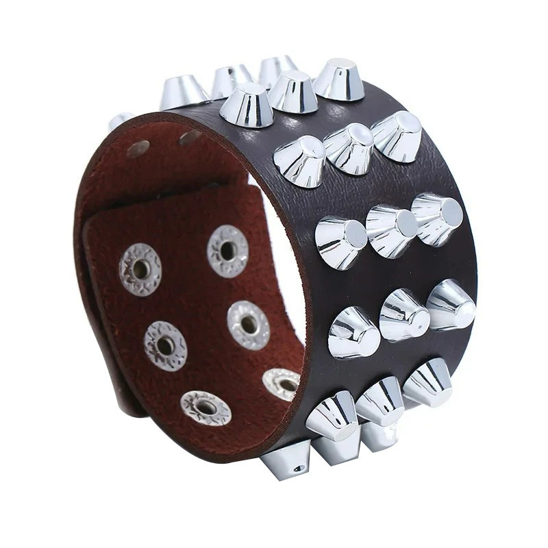 Manchette Punk "Pointe Balle Circulaire" Couleur Marron