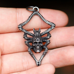Collier Tête de Mort Gothique Occulte "Le Sceau de l’Arachnide"
