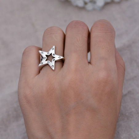 Vue Portée Bague Rock Étoile Superstar