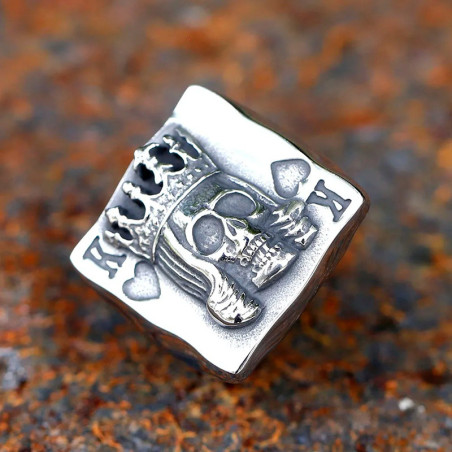 Avant Bague Tête de Mort "Roi des Cartes"