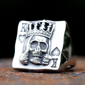 Bague Tête de Mort "Roi des Cartes"