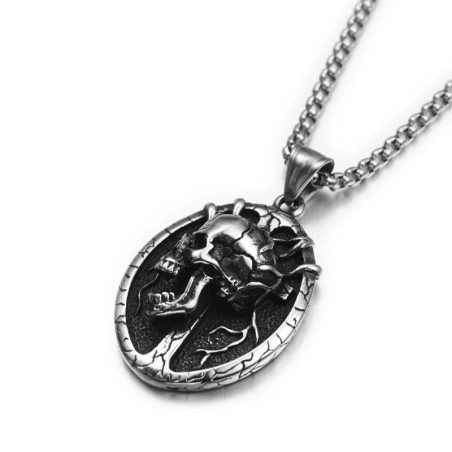 Collier Tête de Mort Médaillon "L'Arbre des Ombres"