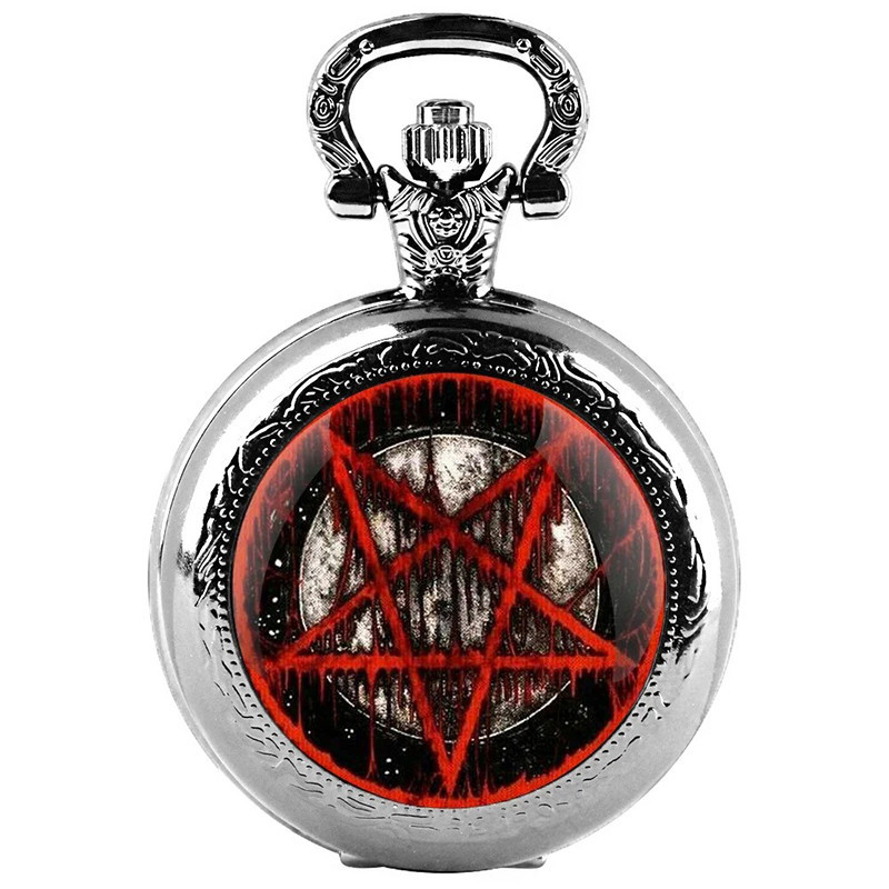 Montre à Gousset Gothique "Sceau du Pentagramme Profané" Couleur Argent