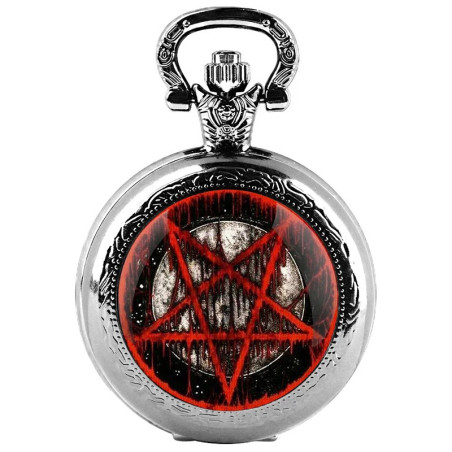 Montre à Gousset Gothique "Sceau du Pentagramme Profané" Couleur Argent