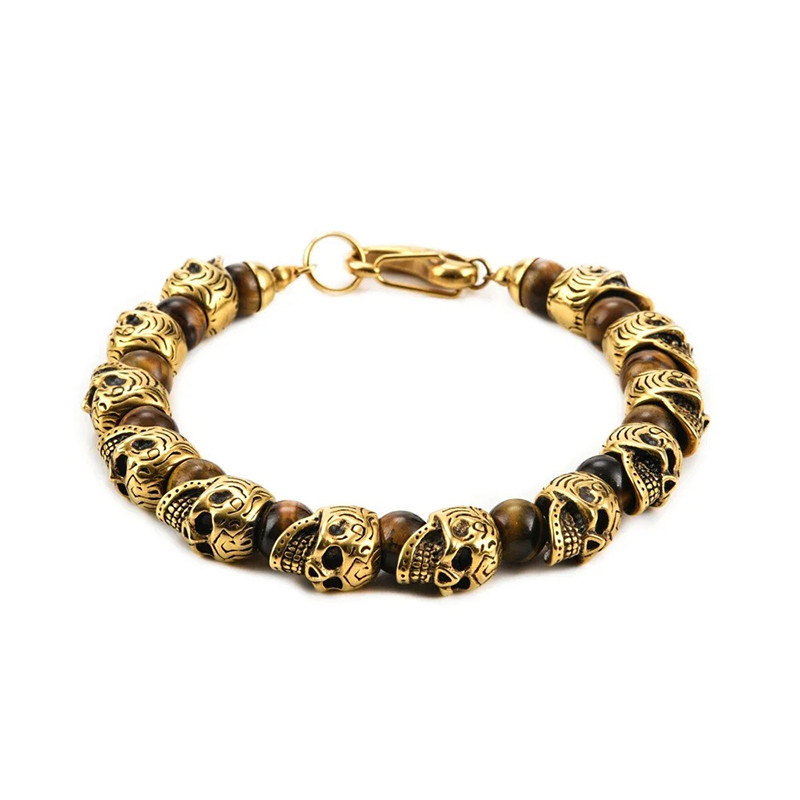 Bracelet Perles Tête de Mort "Memento Mori & Pierres Naturelles" Modele 3