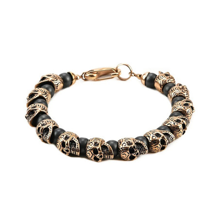 Bracelet Perles Tête de Mort "Memento Mori & Pierres Naturelles" Modele 4