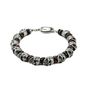 Bracelet Perles Tête de Mort "Memento Mori & Pierres Naturelles" Modele 2