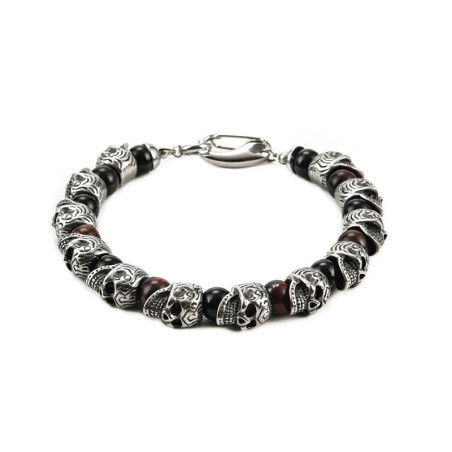 Bracelet Perles Tête de Mort "Memento Mori & Pierres Naturelles" Modele 2