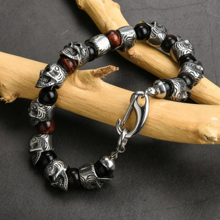 Avant Bracelet Perles Tête de Mort "Memento Mori & Pierres Naturelles" - 5 couleurs au choix !