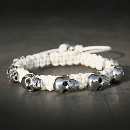 Bracelet Shamballa Tête de Mort "Macramé & Regard Serti" - 5 couleurs au choix !