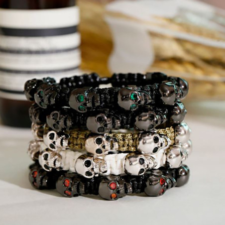 Avant Bracelet Shamballa Tête de Mort "Macramé & Regard Serti" - 5 couleurs au choix !