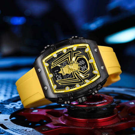 Montre Biker "Arachnid Digital Sport" Couleur Jaune