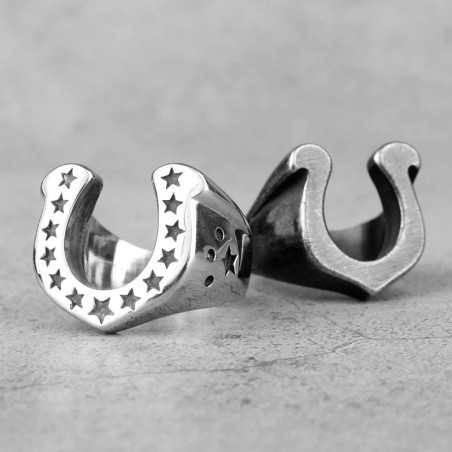 Bague Biker Fer à Cheval Porte-Bonheur