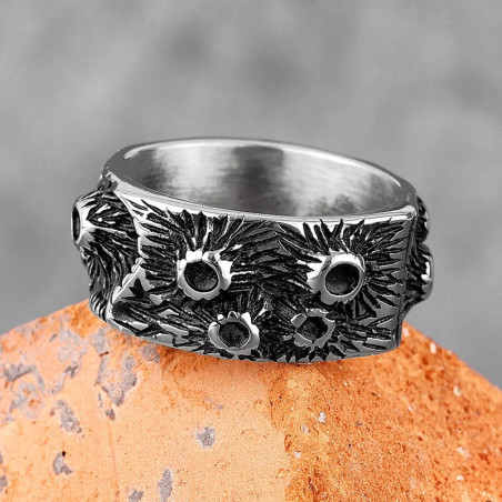 Avant Bague Rock "Surface Lunaire aux Cratères d'Acier"
