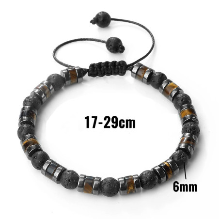 Dimensions Bracelet Rock Multicouche en Pierre de Lave