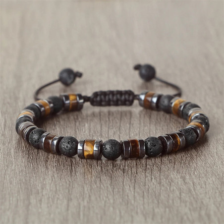 Bracelet Rock Multicouche en Pierre de Lave