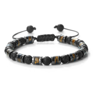 Avant Bracelet Rock Multicouche en Pierre de Lave