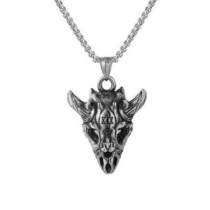Vue générale Collier Tête de Mort Goth Rock  "L'Invocateur"