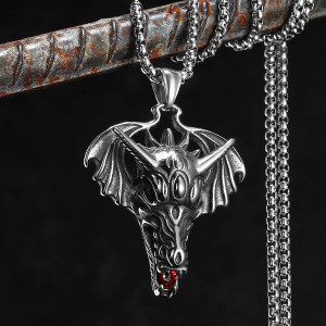 Magnifique Collier Goth Dragon Le Dévoreur