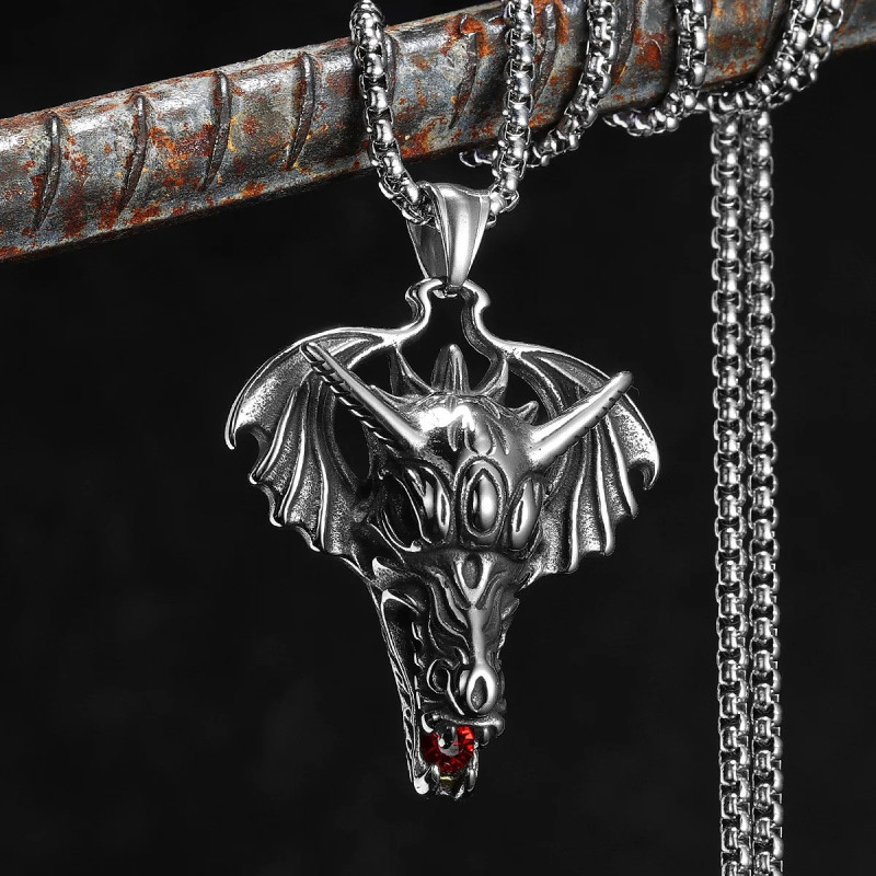 Magnifique Collier Goth Dragon Le Dévoreur