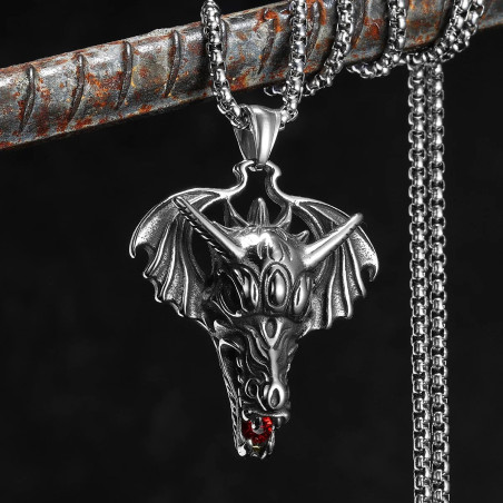 Magnifique Collier Goth Dragon Le Dévoreur