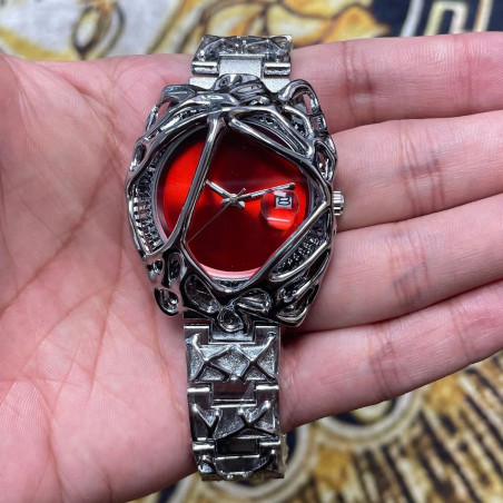 Vue Portée Montre Skull Alien Skeleton - couleur rouge