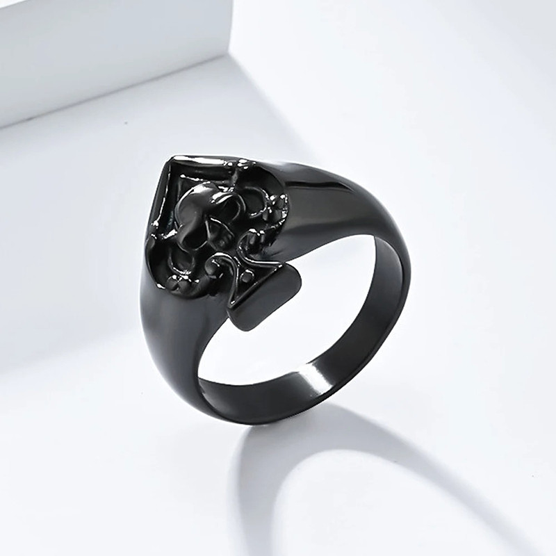 Avant Bague Tête de Mort "L'As de Pique de la Mort" Couleur Noir