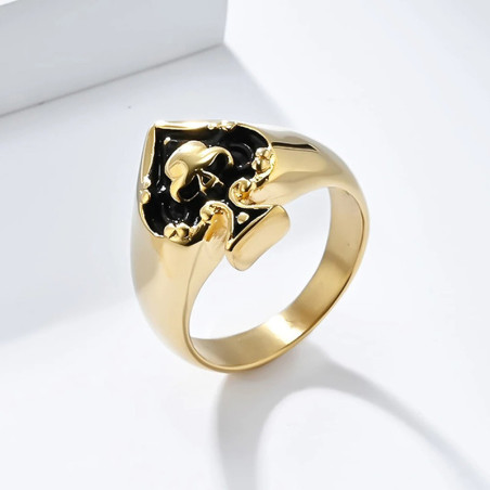 Avant Bague Tête de Mort "L'As de Pique de la Mort" Couleur Or