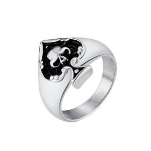 Bague Tête de Mort "L'As de Pique de la Mort" Couleur Argent