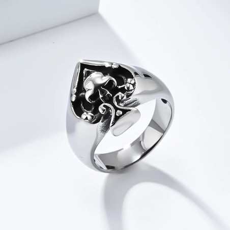 Avant Bague Tête de Mort "L'As de Pique de la Mort" Couleur Argent