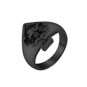 Bague Tête de Mort "L'As de Pique de la Mort" Couleur Noir