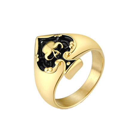 Bague Tête de Mort "L'As de Pique de la Mort" Couleur or