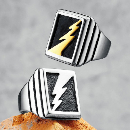 Bague Chevalière Rock "High Voltage" - 2 couleurs au choix !