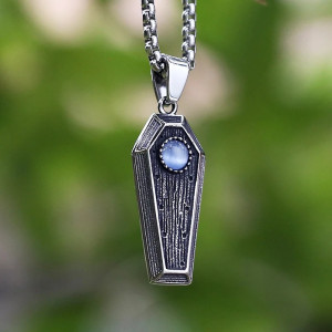 Collier Gothique Cercueil "Le Reliquaire" Couleur bleu