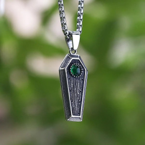 Collier Gothique Cercueil "Le Reliquaire" Couleur Vert
