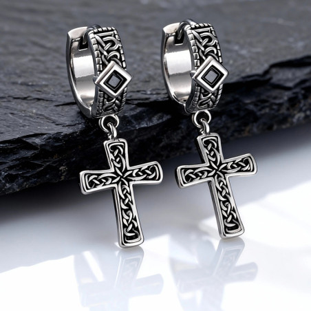 Avant Boucles d’Oreille Viking "Croix Tressée des Anciens"