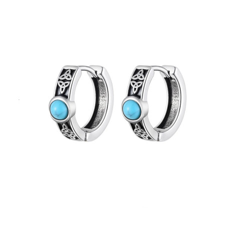 Vue générale Boucles d’Oreille Viking "Anneaux Nordiques à Pierre Turquoise"