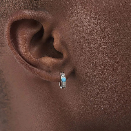 Magnifique Boucles d’Oreille Viking Anneaux Nordiques à Pierre Turquoise