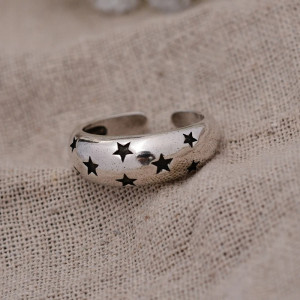 Vue de Face Bague Rock "Constellation Noire"