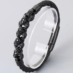 Bracelet Tête de Mort Chaîne des Souverains Couleur Noir