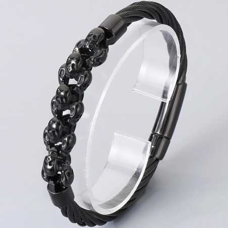 Bracelet Tête de Mort Chaîne des Souverains Couleur Noir