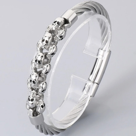 Bracelet Tête de Mort Chaîne des Souverains Couleur Argent